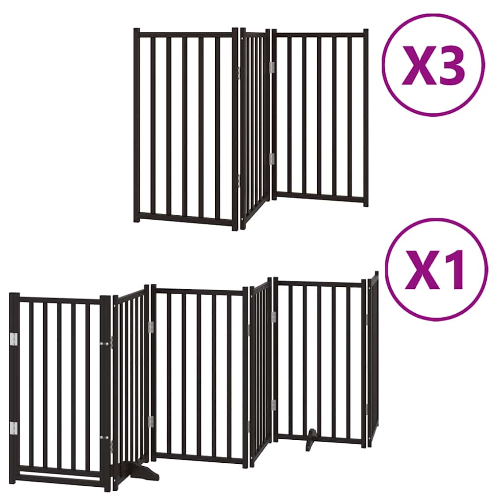 Dog Gate with Door Foldable 15 Panels Black 750 cm Poplar Wood