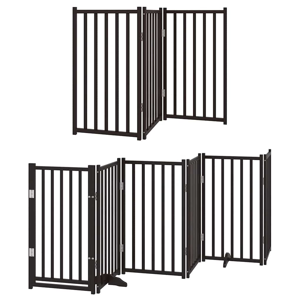 Dog Gate with Door Foldable 15 Panels Black 750 cm Poplar Wood