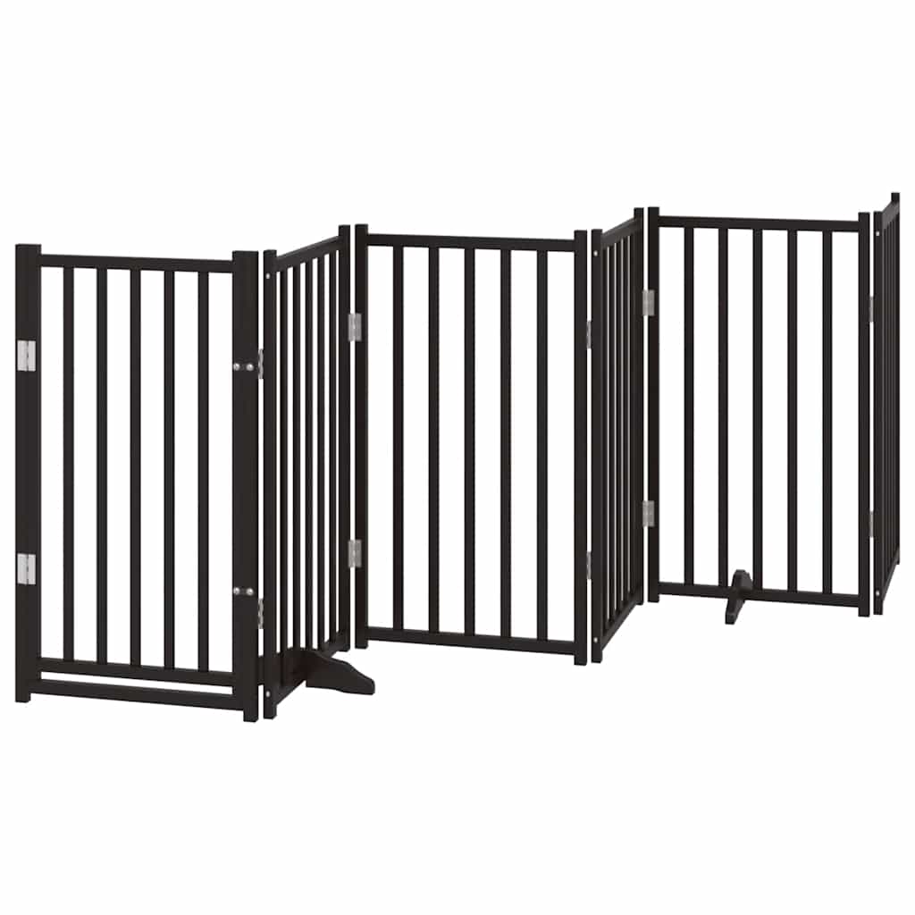 Dog Gate with Door Foldable 15 Panels Black 750 cm Poplar Wood