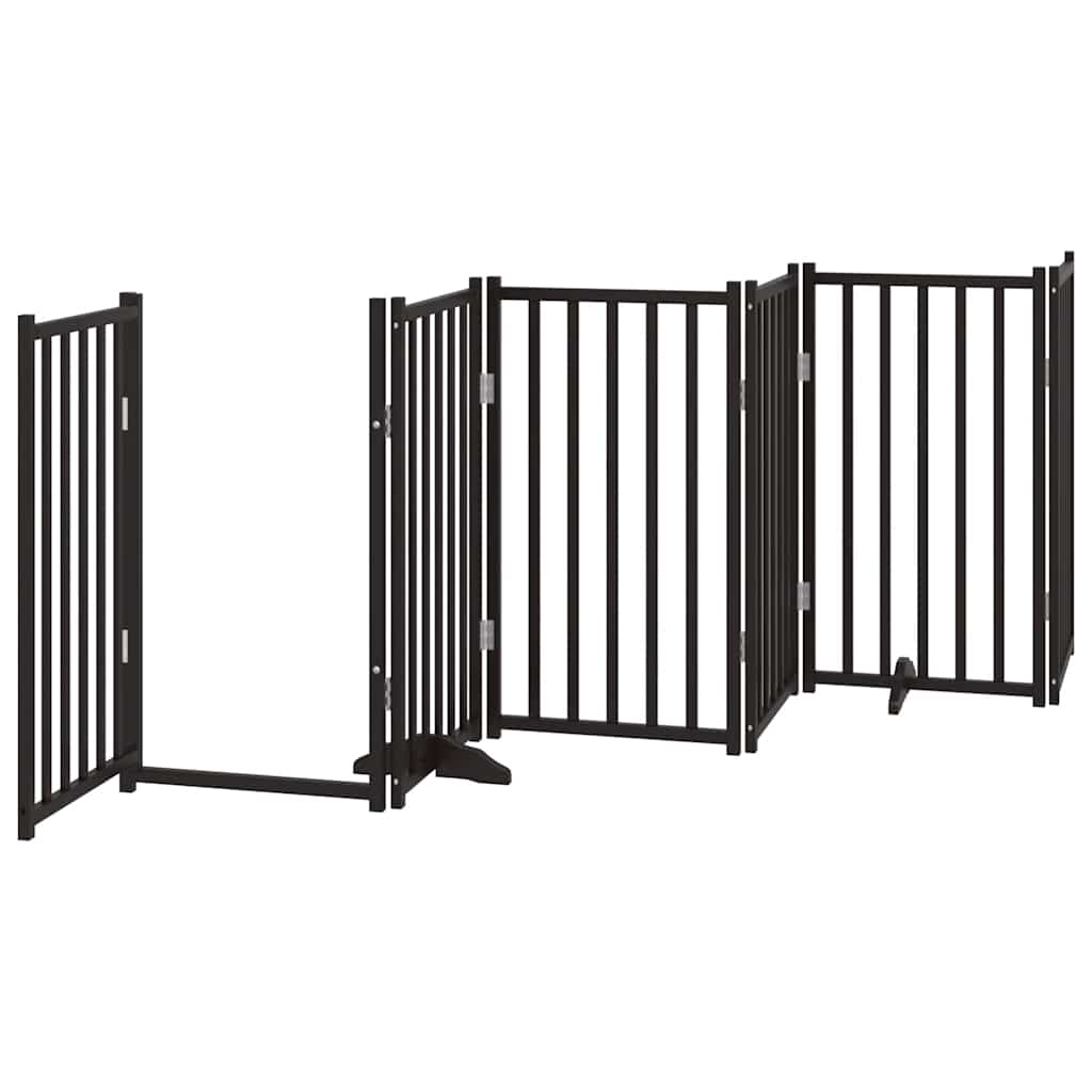 Dog Gate with Door Foldable 15 Panels Black 750 cm Poplar Wood