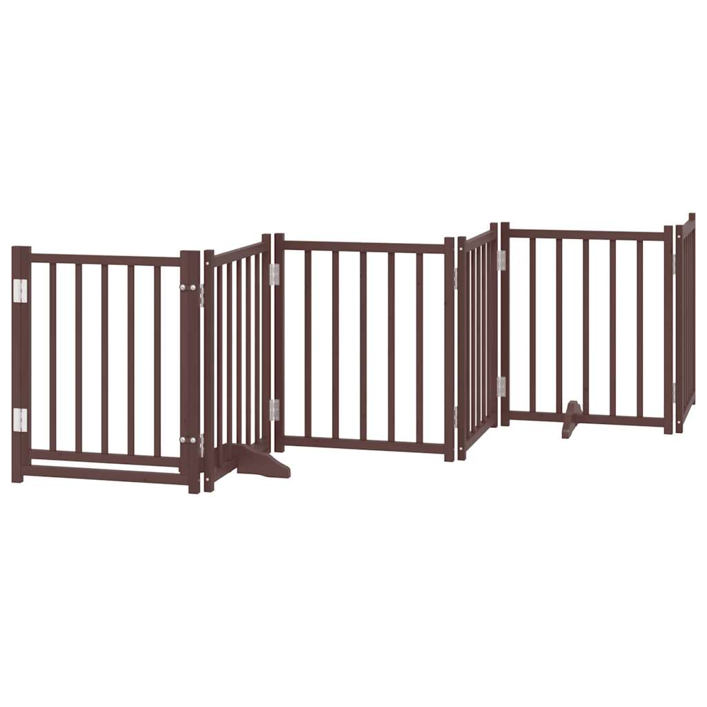 vidaXL Dog Gate with Door Foldable 12 Panels Brown 600 cm Poplar Wood