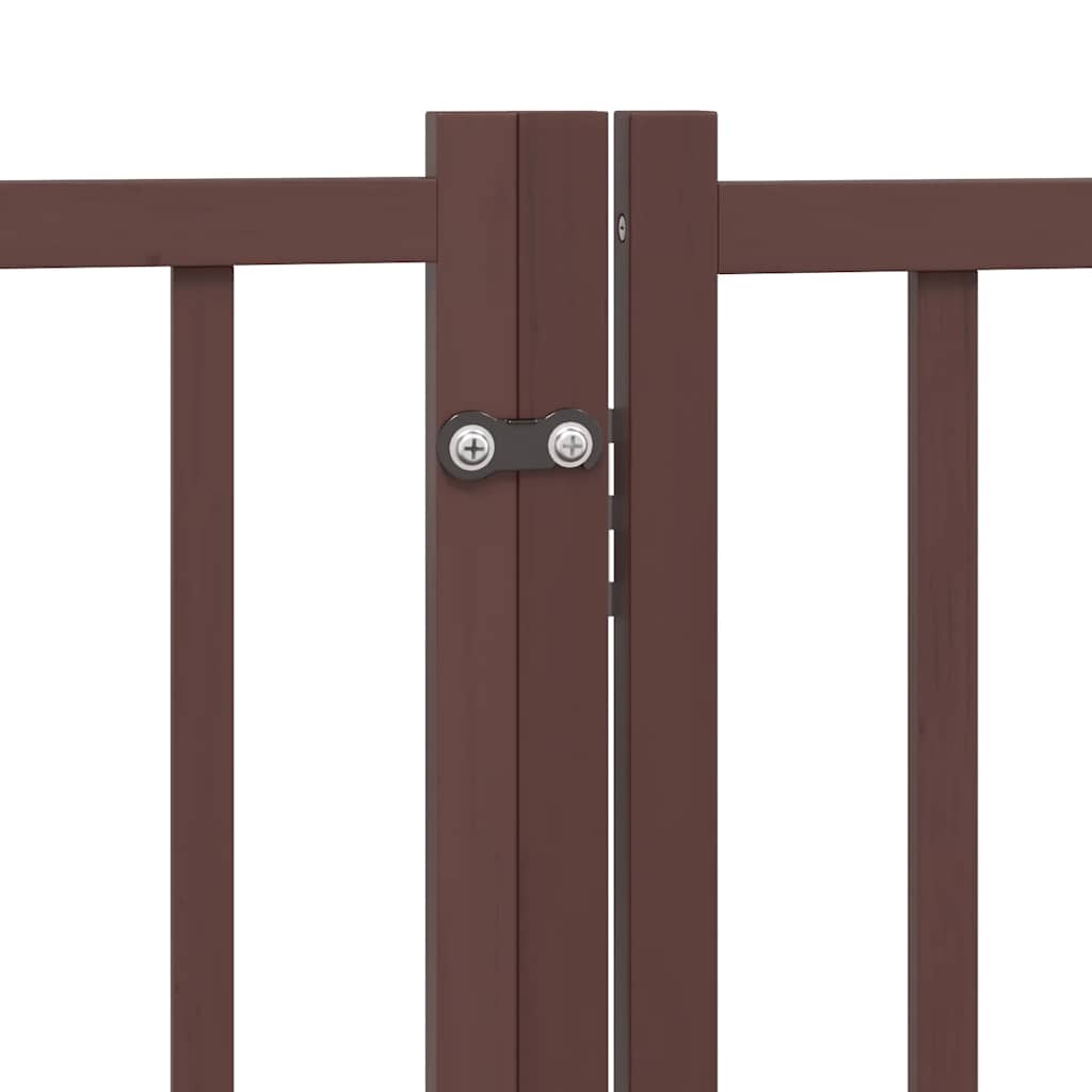 Dog Gate with Door Foldable 12 Panels Brown 600 cm Poplar Wood