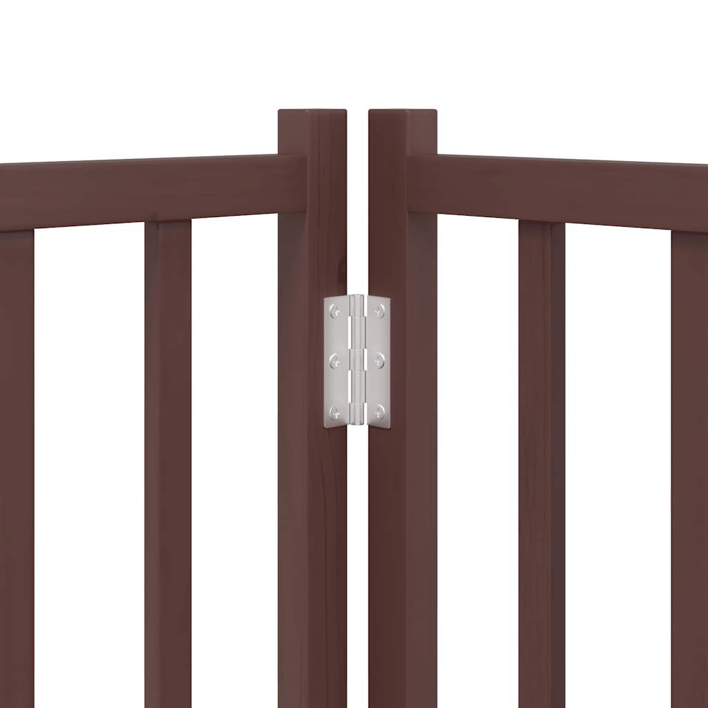 vidaXL Dog Gate with Door Foldable 15 Panels Brown 750 cm Poplar Wood