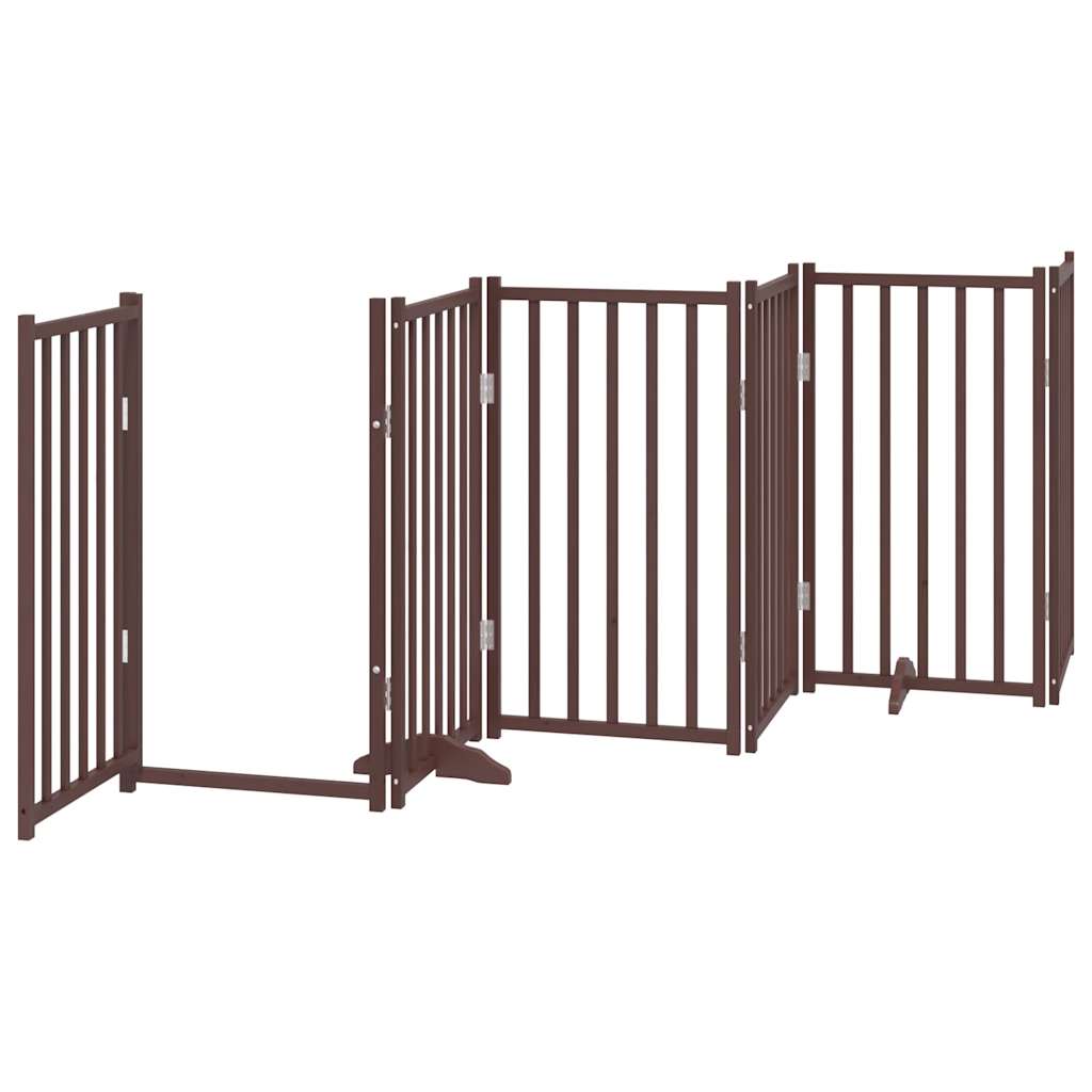 vidaXL Dog Gate with Door Foldable 12 Panels Brown 600 cm Poplar Wood