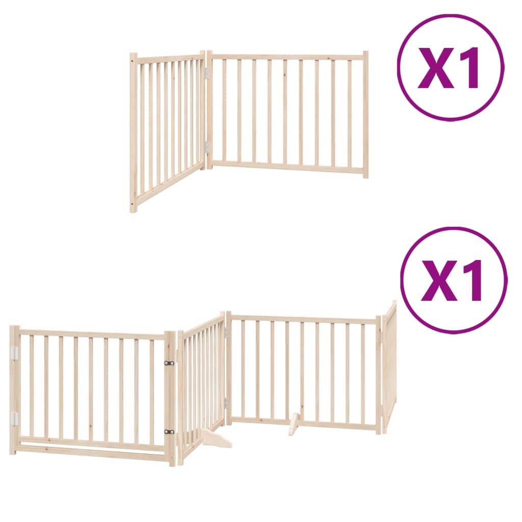 vidaXL Dog Gate with Door Foldable 6 Panels 480 cm Poplar Wood