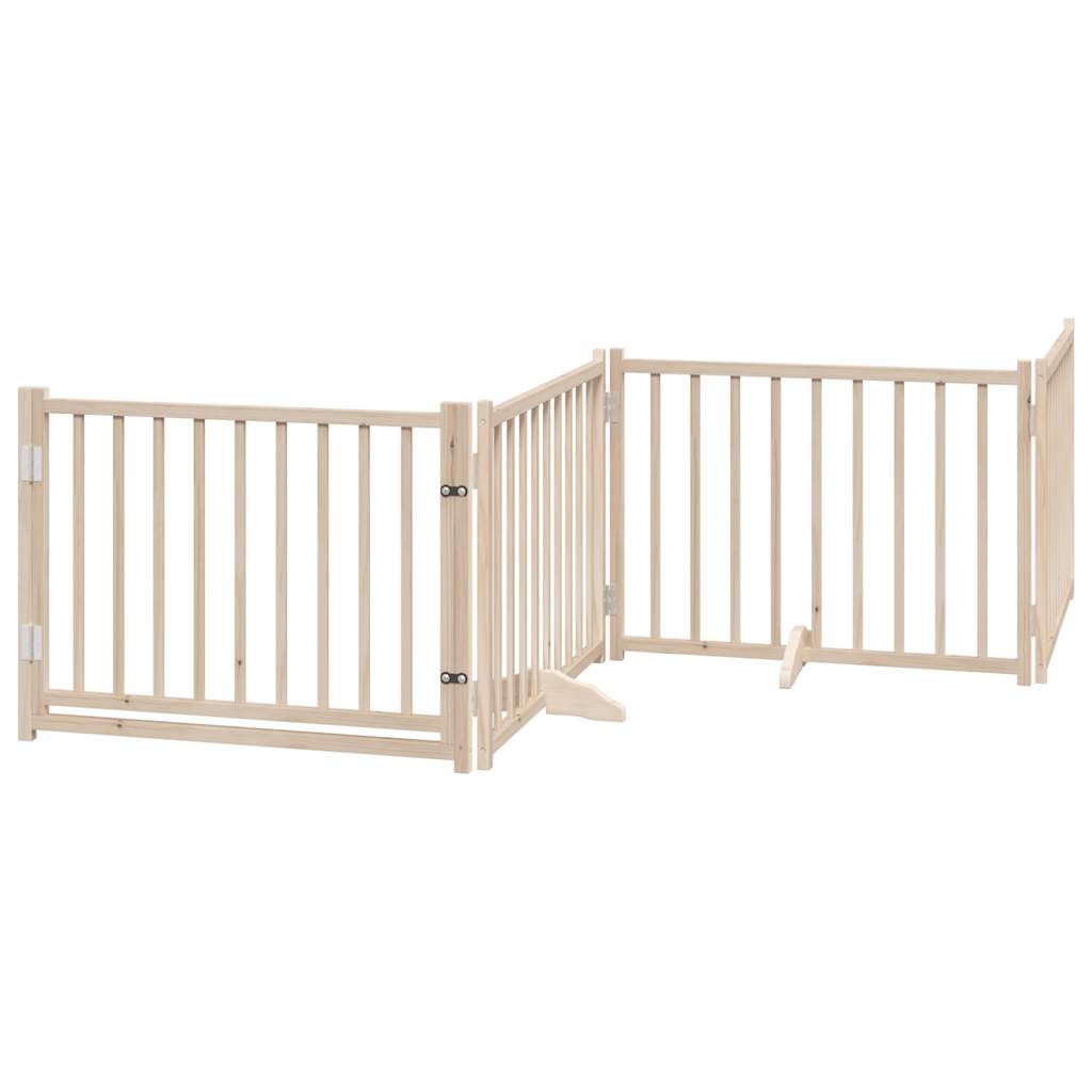 vidaXL Dog Gate with Door Foldable 8 Panels 640 cm Poplar Wood