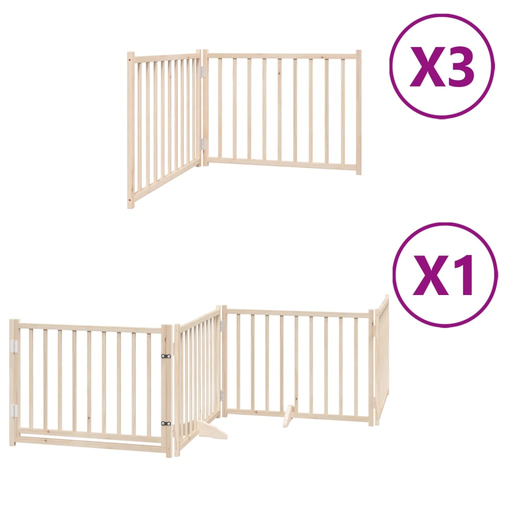 vidaXL Dog Gate with Door Foldable 10 Panels 800 cm Poplar Wood