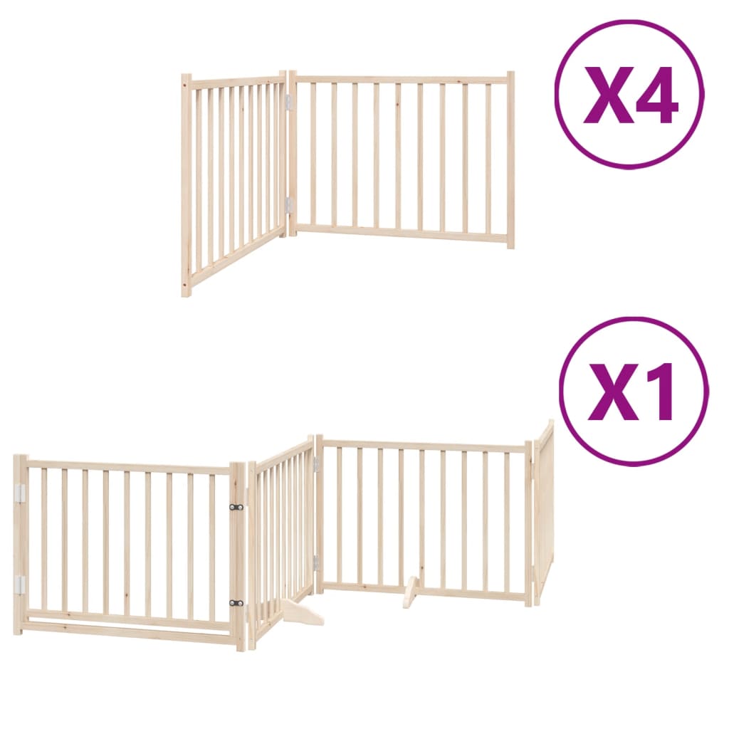 vidaXL Dog Gate with Door Foldable 12 Panels 960 cm Poplar Wood