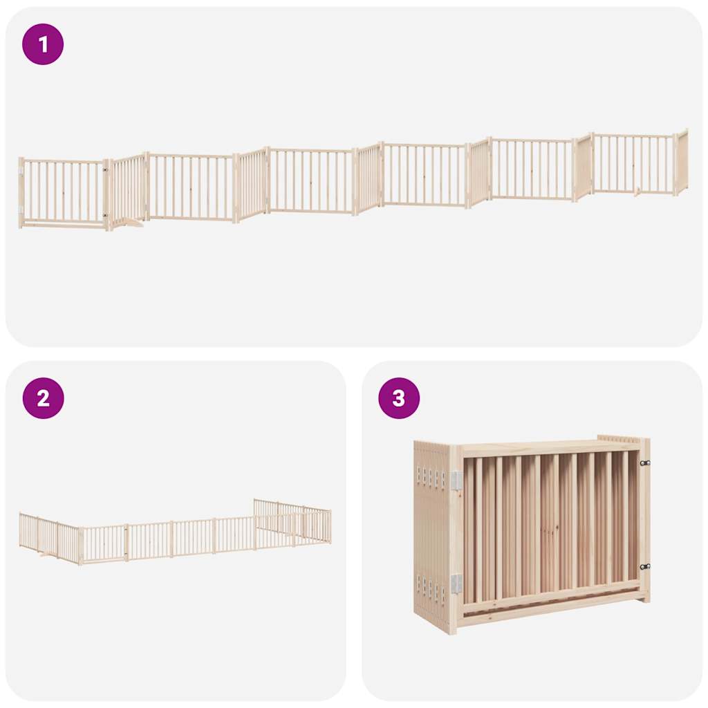 vidaXL Dog Gate with Door Foldable 12 Panels 960 cm Poplar Wood