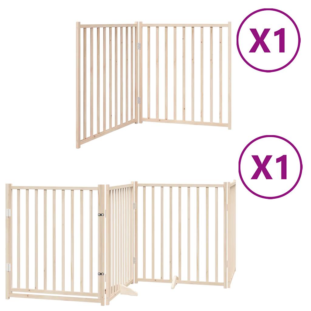 vidaXL Dog Gate with Door Foldable 6 Panels 480 cm Poplar Wood