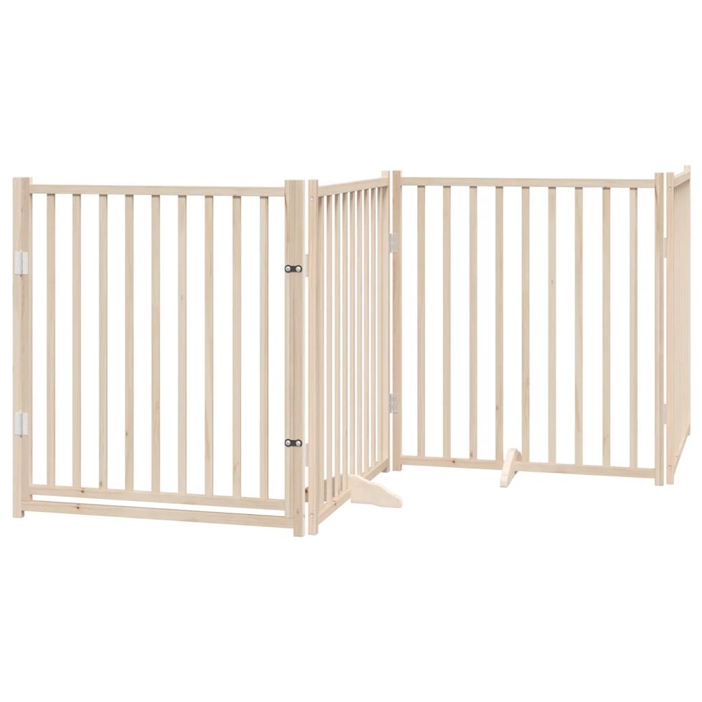 vidaXL Dog Gate with Door Foldable 6 Panels 480 cm Poplar Wood