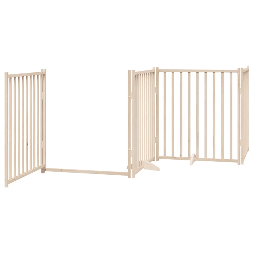 Dog Gate with Door Foldable 6 Panels 480 cm Poplar Wood