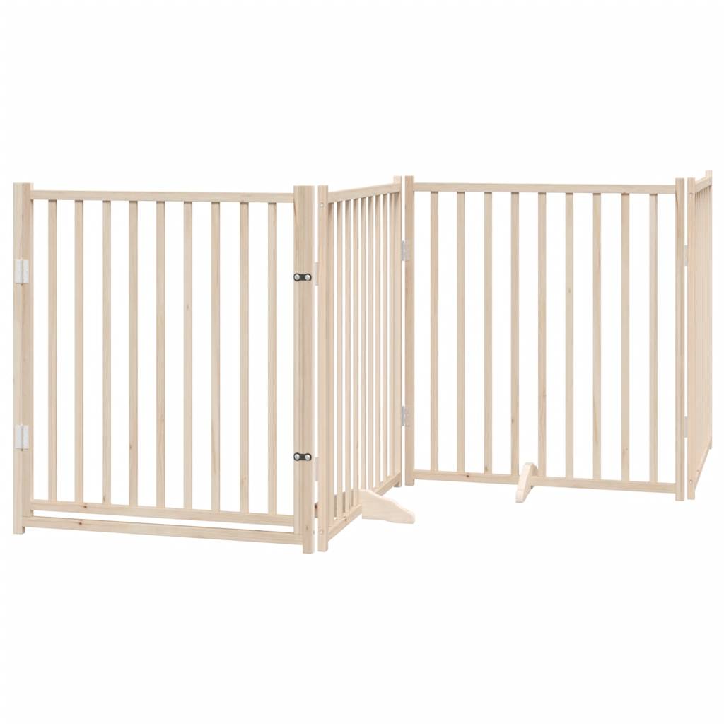 vidaXL Dog Gate with Door Foldable 8 Panels 640 cm Poplar Wood