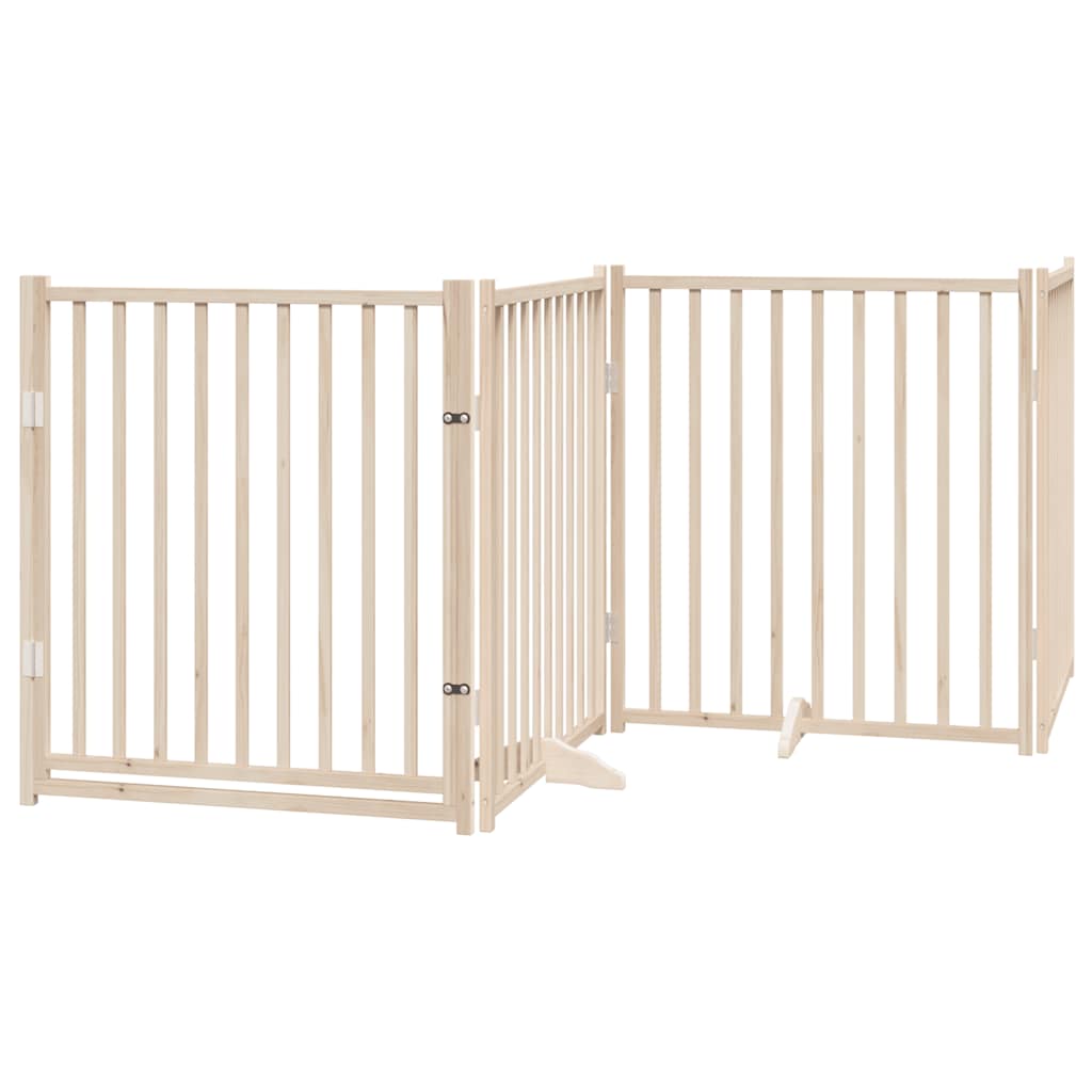 Dog Gate with Door Foldable 8 Panels 640 cm Poplar Wood