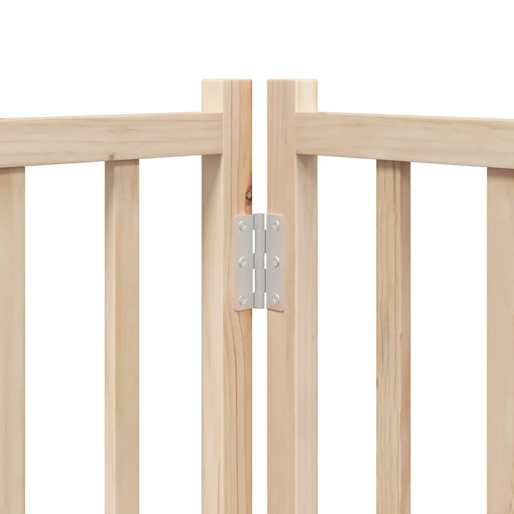 vidaXL Dog Gate with Door Foldable 8 Panels 640 cm Poplar Wood