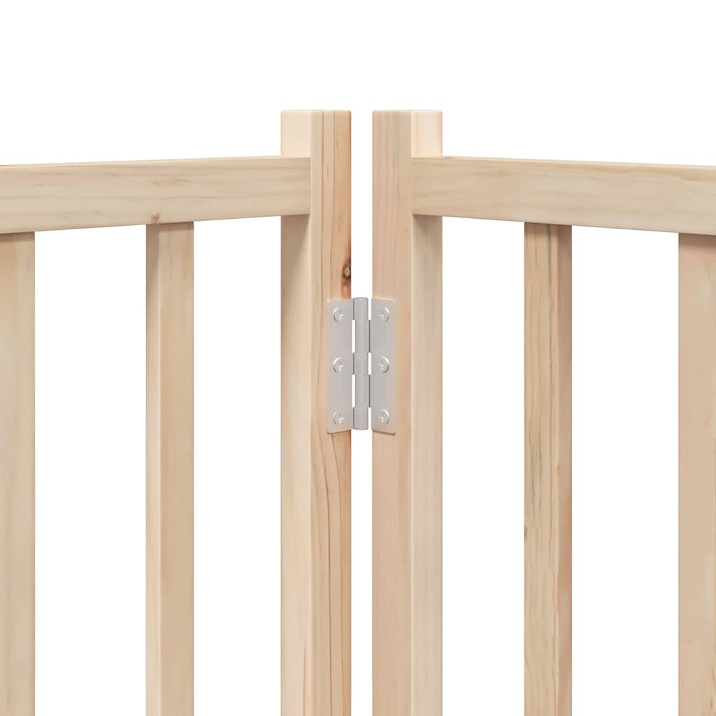 Dog Gate with Door Foldable 8 Panels 640 cm Poplar Wood