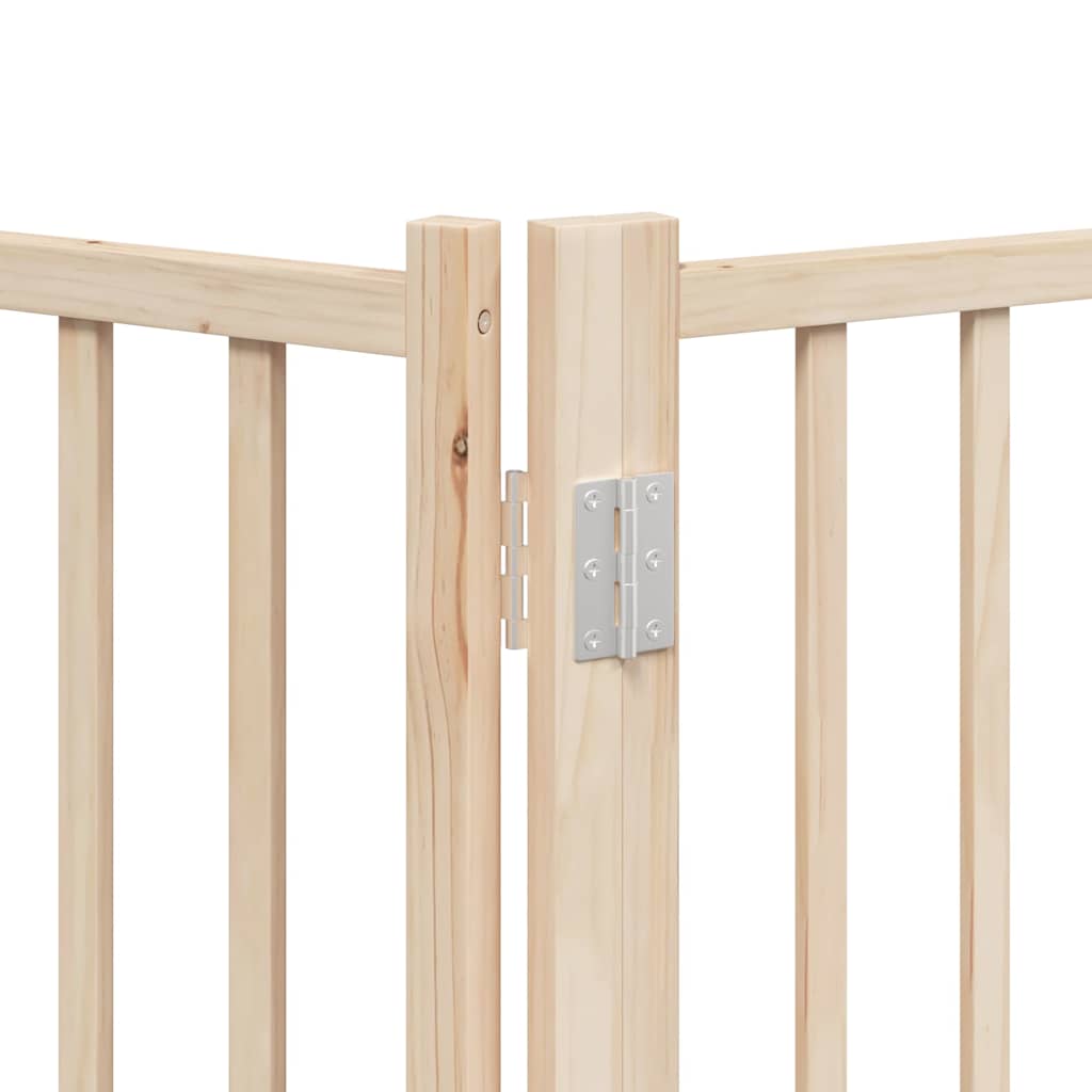 Dog Gate with Door Foldable 8 Panels 640 cm Poplar Wood