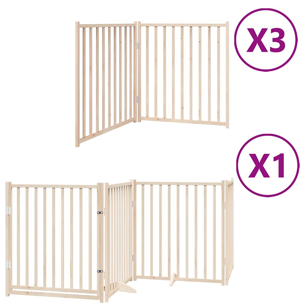 vidaXL Dog Gate with Door Foldable 10 Panels 800 cm Poplar Wood