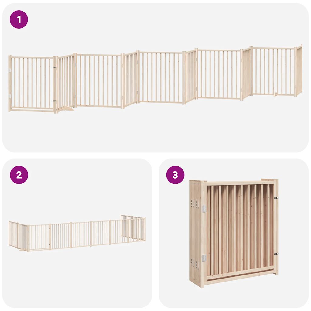 vidaXL Dog Gate with Door Foldable 10 Panels 800 cm Poplar Wood