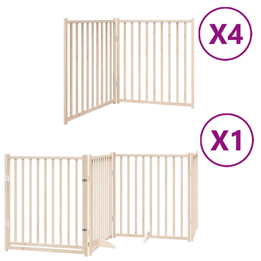 vidaXL Dog Gate with Door Foldable 12 Panels 960 cm Poplar Wood