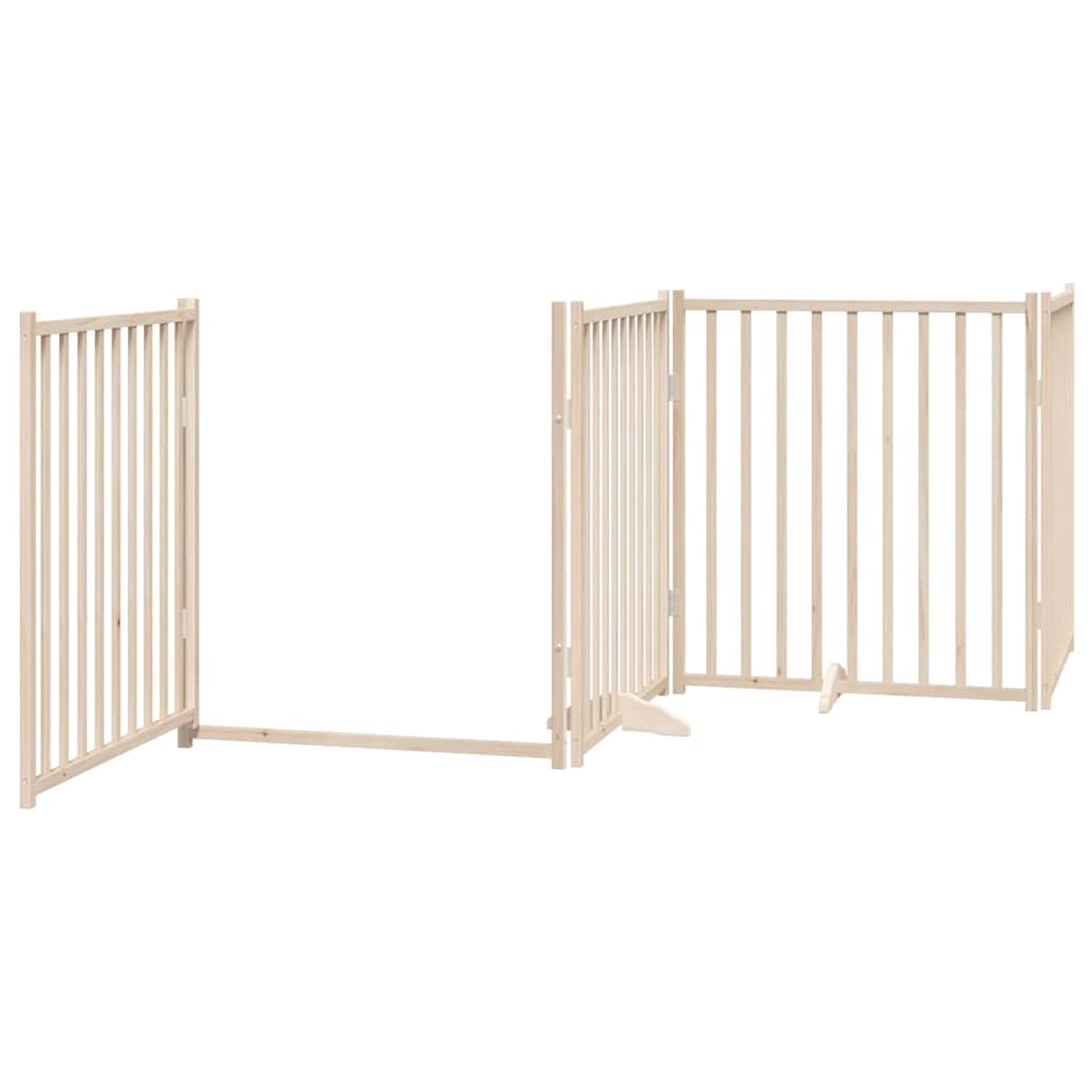 Dog Gate with Door Foldable 12 Panels 960 cm Poplar Wood