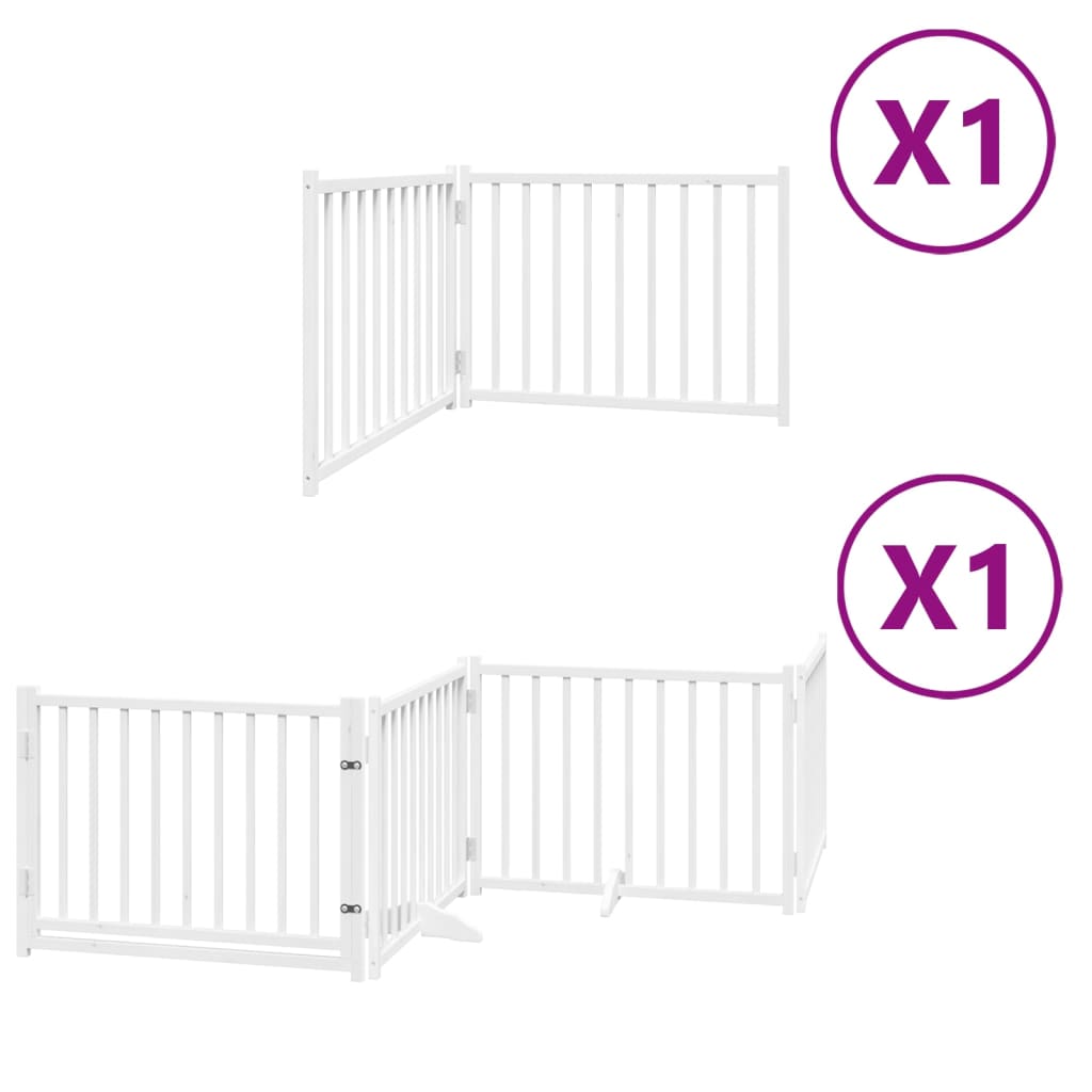 vidaXL Dog Gate with Door Foldable 6 Panels White 480 cm Poplar Wood