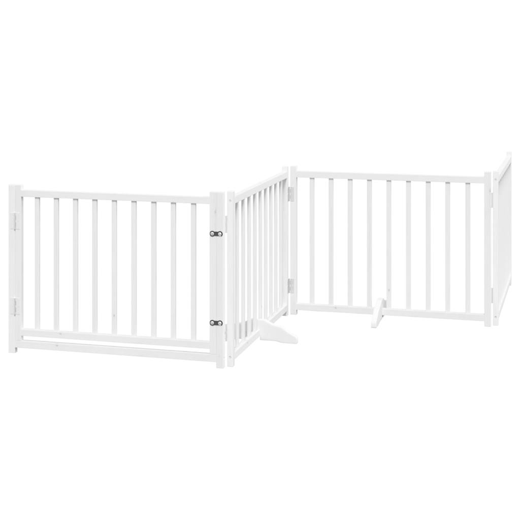 vidaXL Dog Gate with Door Foldable 6 Panels White 480 cm Poplar Wood