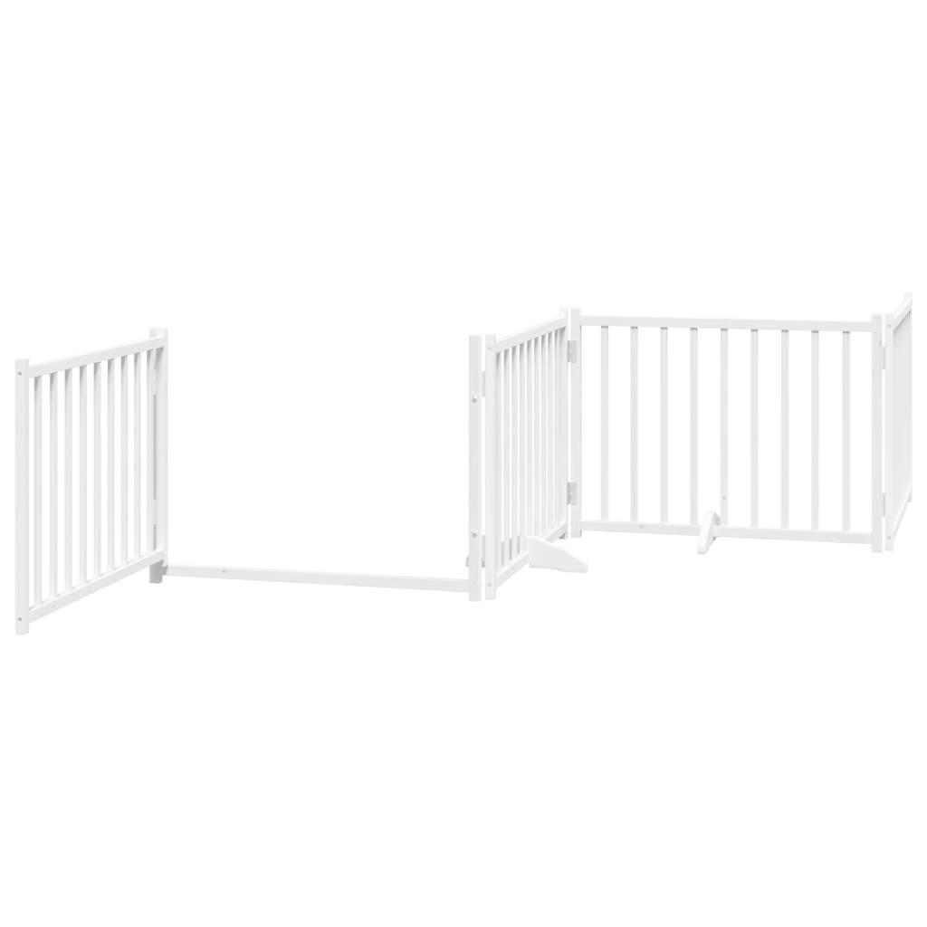 vidaXL Dog Gate with Door Foldable 6 Panels White 480 cm Poplar Wood