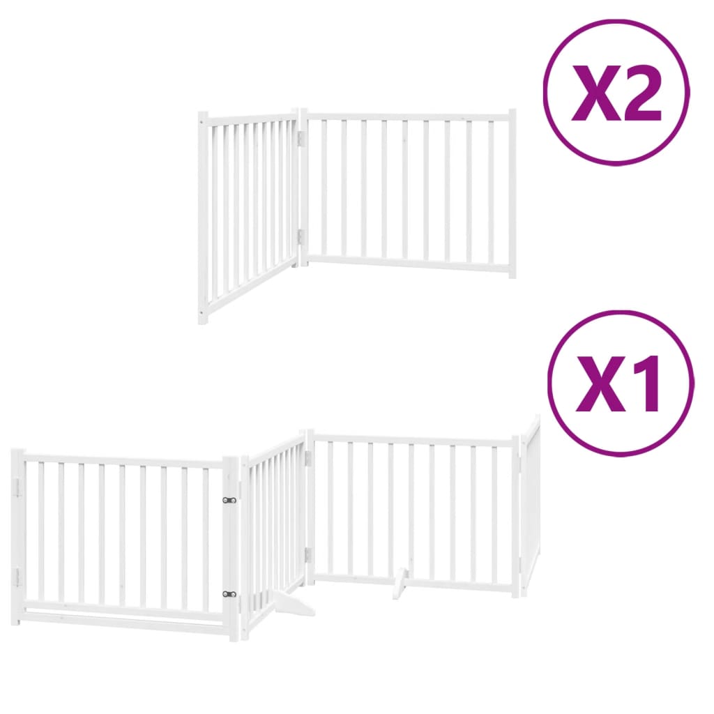 vidaXL Dog Gate with Door Foldable 8 Panels White 640 cm Poplar Wood