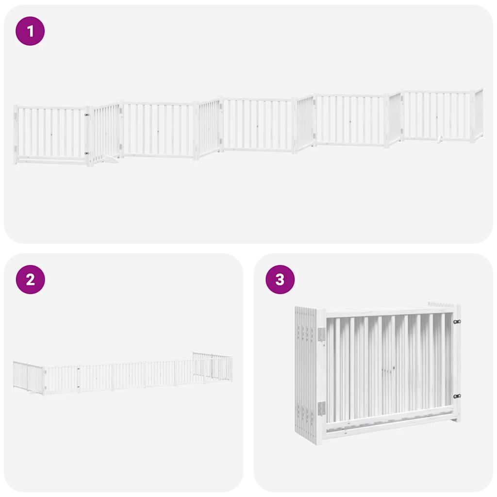 vidaXL Dog Gate with Door Foldable 10 Panels White 800 cm Poplar Wood