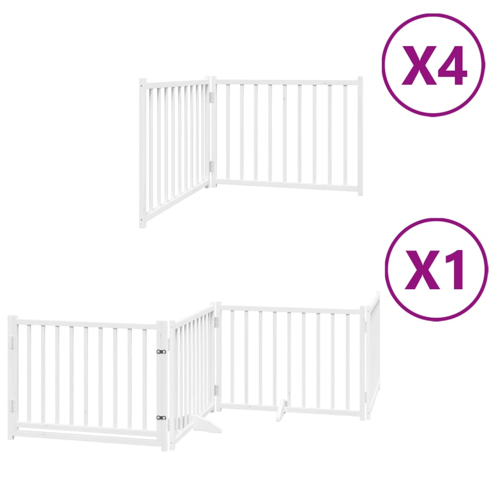 vidaXL Dog Gate with Door Foldable 12 Panels White 960 cm Poplar Wood