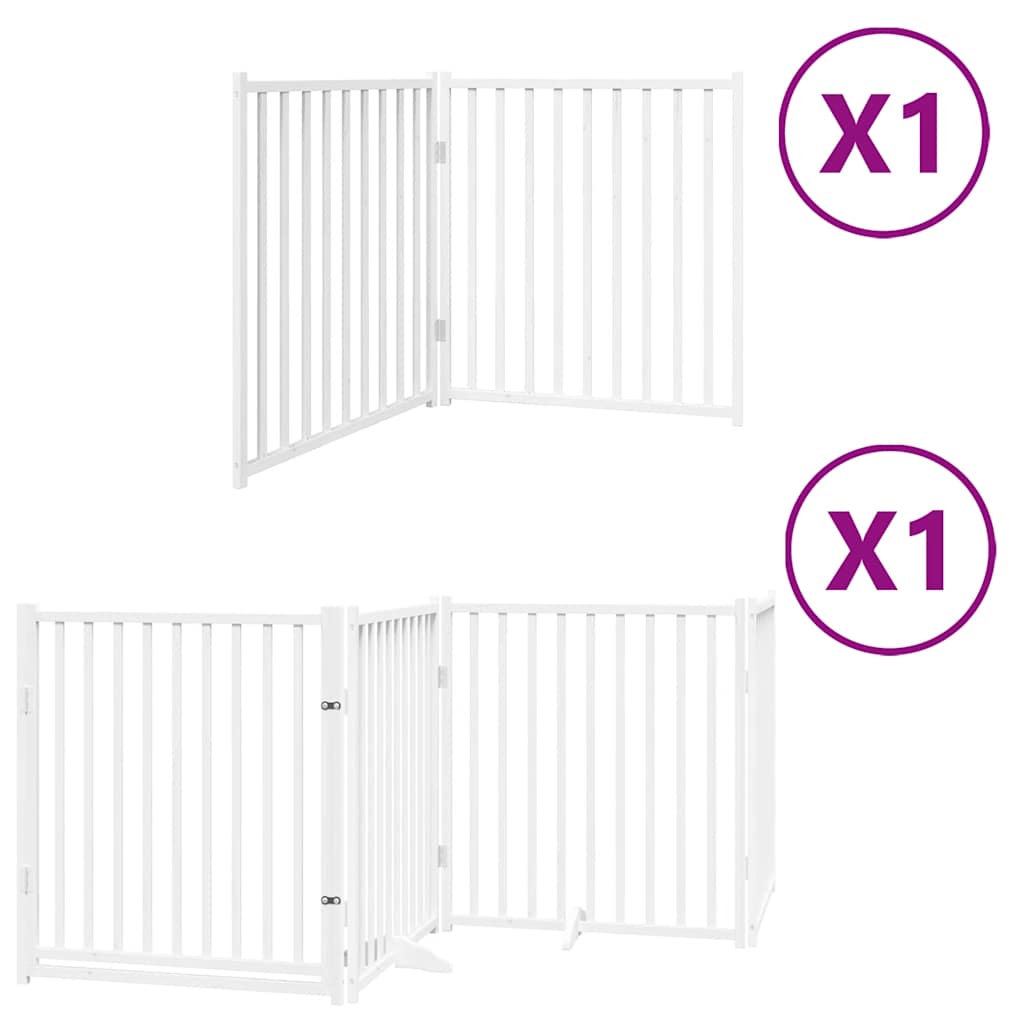 Dog Gate with Door Foldable 6 Panels White 480 cm Poplar Wood