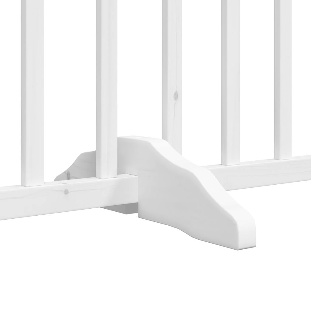 Dog Gate with Door Foldable 8 Panels White 640 cm Poplar Wood