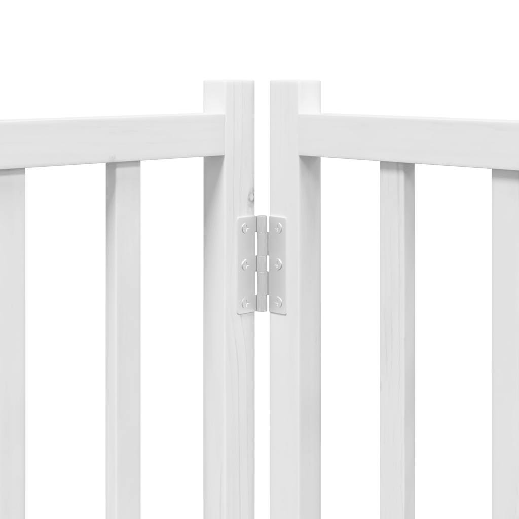 Dog Gate with Door Foldable 8 Panels White 640 cm Poplar Wood