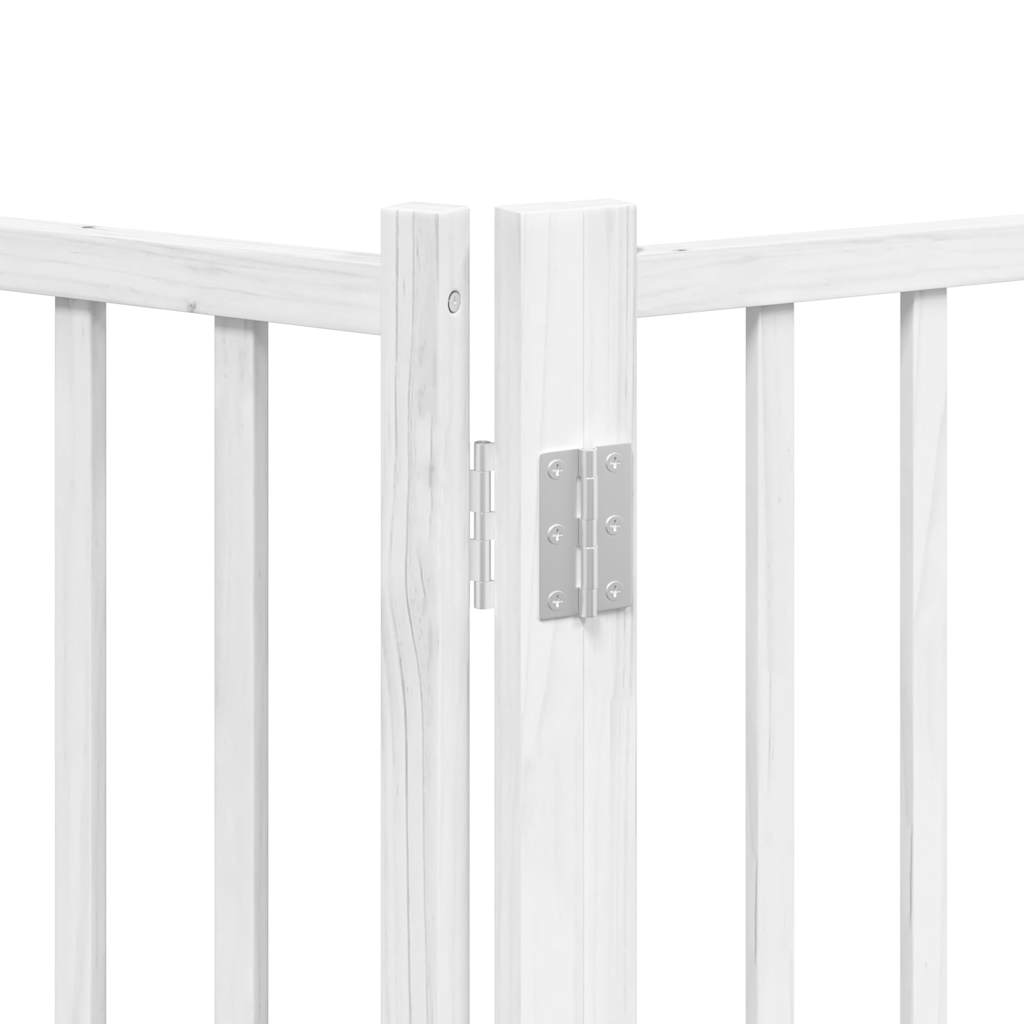 Dog Gate with Door Foldable 8 Panels White 640 cm Poplar Wood