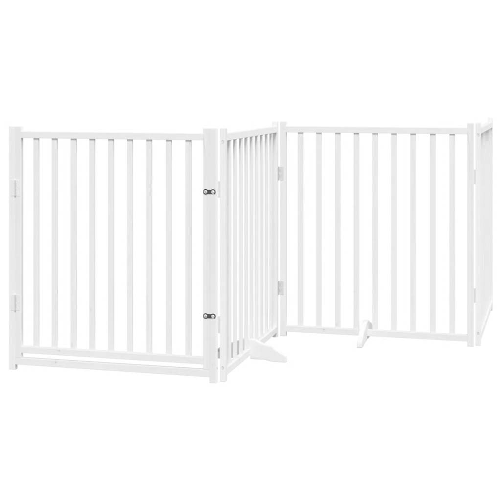 Dog Gate with Door Foldable 12 Panels White 960 cm Poplar Wood