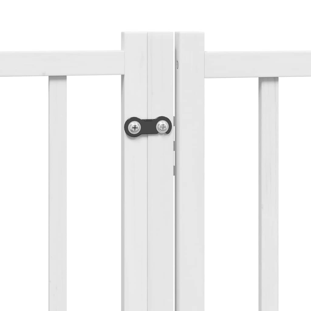 Dog Gate with Door Foldable 12 Panels White 960 cm Poplar Wood
