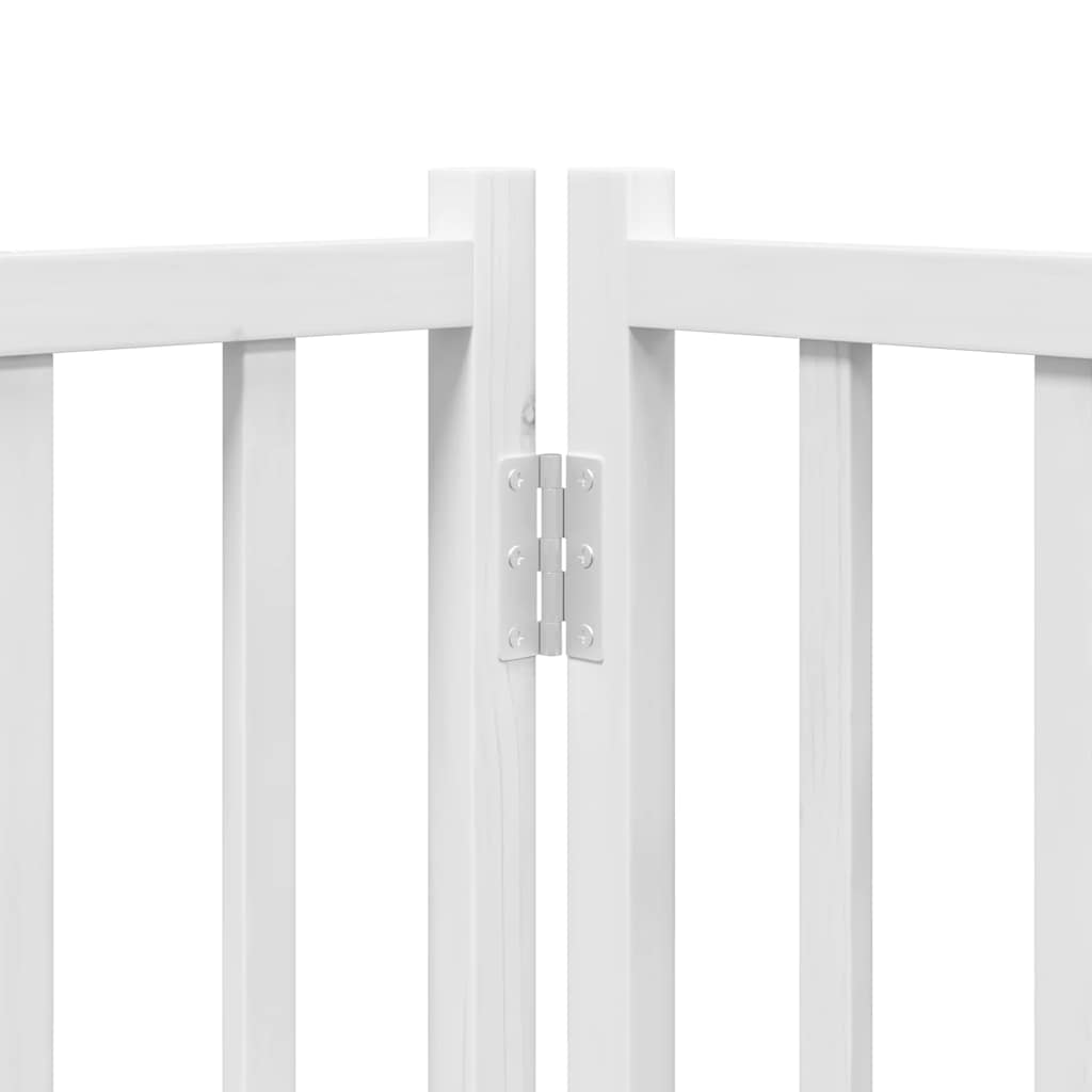 Dog Gate with Door Foldable 12 Panels White 960 cm Poplar Wood