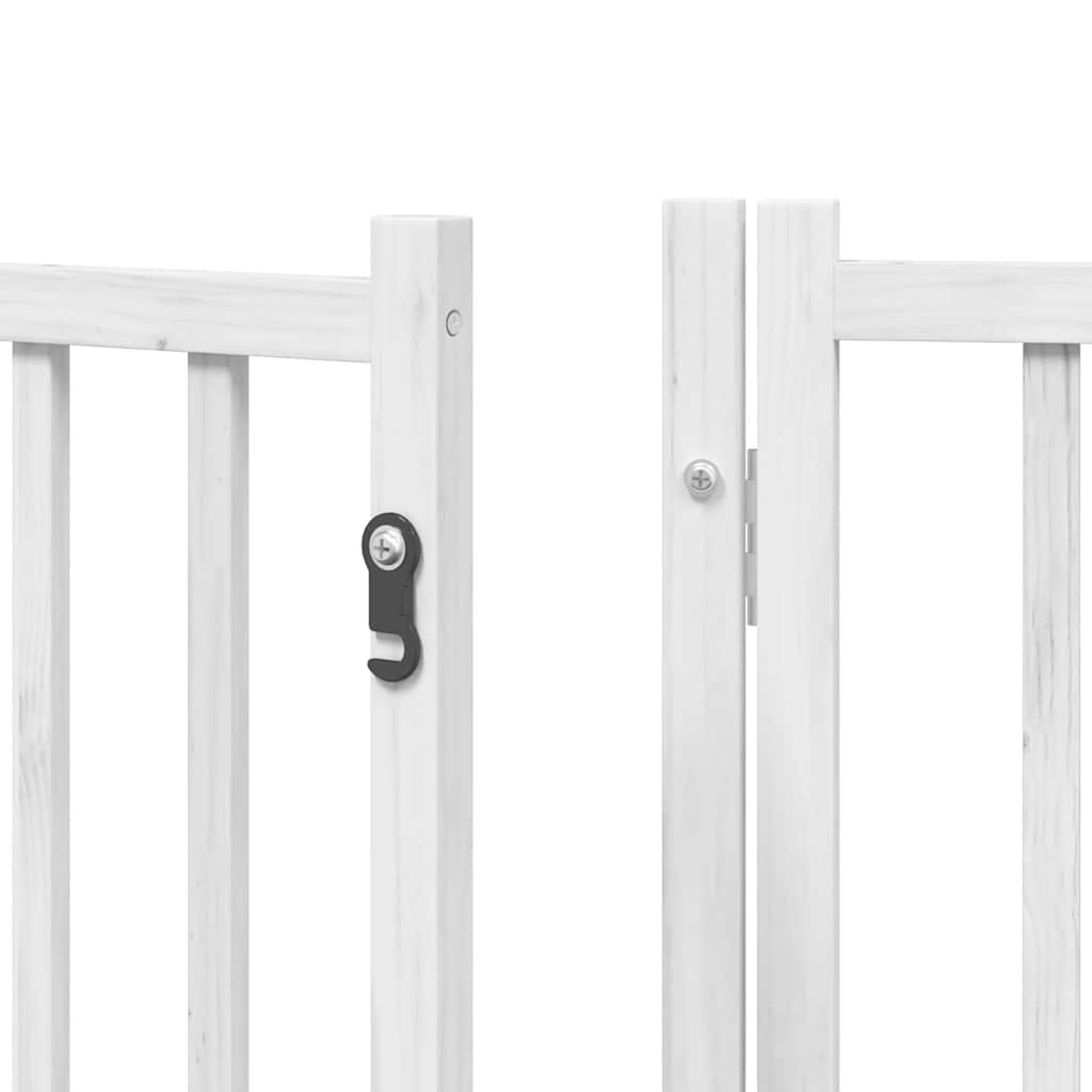 Dog Gate with Door Foldable 12 Panels White 960 cm Poplar Wood