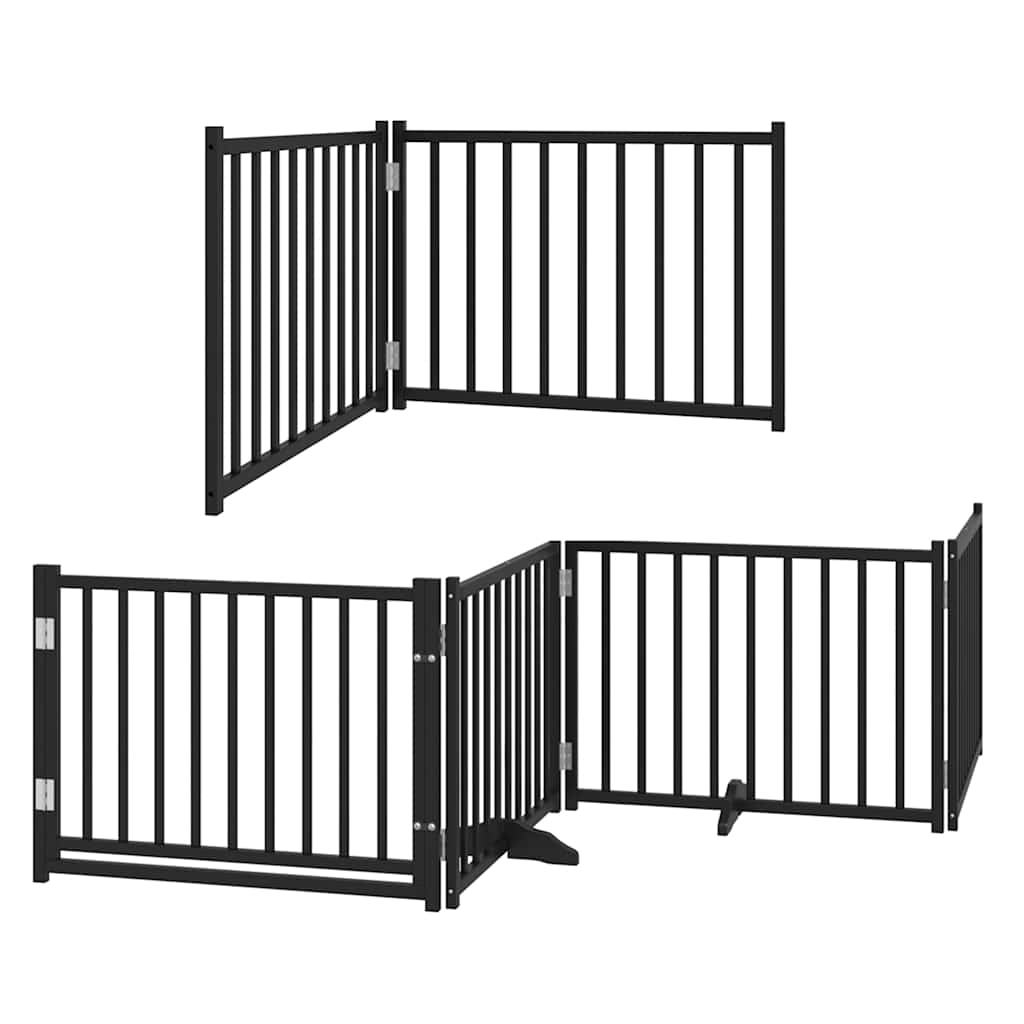 Dog Gate with Door Foldable 10 Panels Black 800 cm Poplar Wood