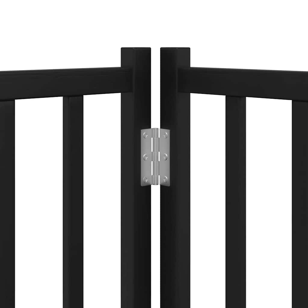 Dog Gate with Door Foldable 10 Panels Black 800 cm Poplar Wood