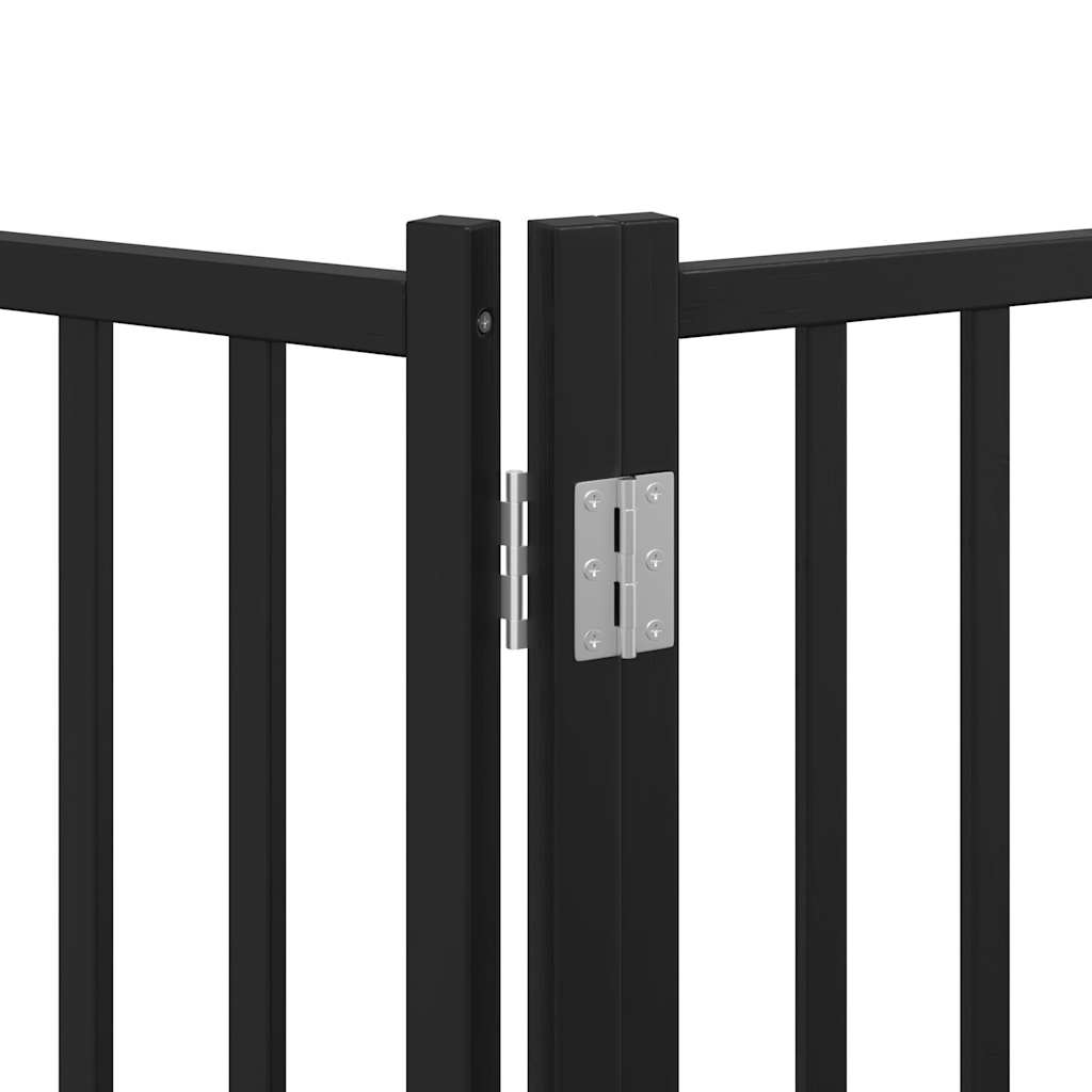 vidaXL Dog Gate with Door Foldable 8 Panels Black 640 cm Poplar Wood