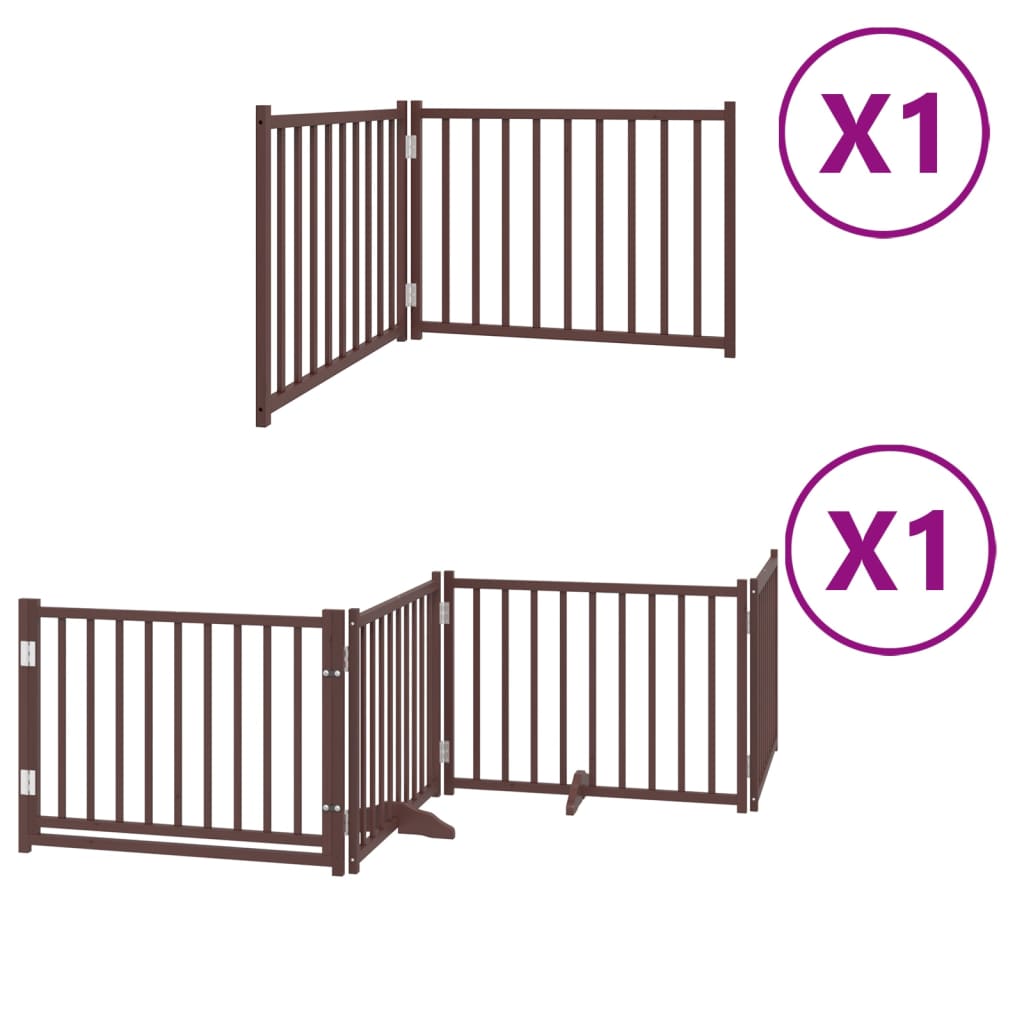 vidaXL Dog Gate with Door Foldable 6 Panels Brown 480 cm Poplar Wood