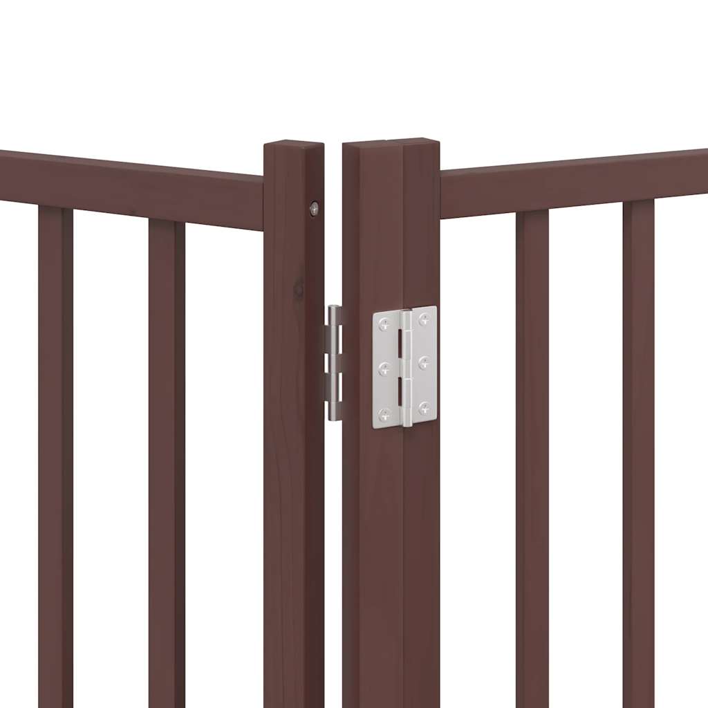 vidaXL Dog Gate with Door Foldable 6 Panels Brown 480 cm Poplar Wood