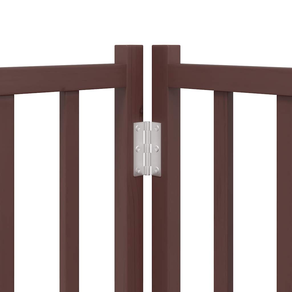 vidaXL Dog Gate with Door Foldable 8 Panels Brown 640 cm Poplar Wood