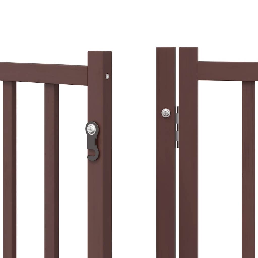 vidaXL Dog Gate with Door Foldable 8 Panels Brown 640 cm Poplar Wood