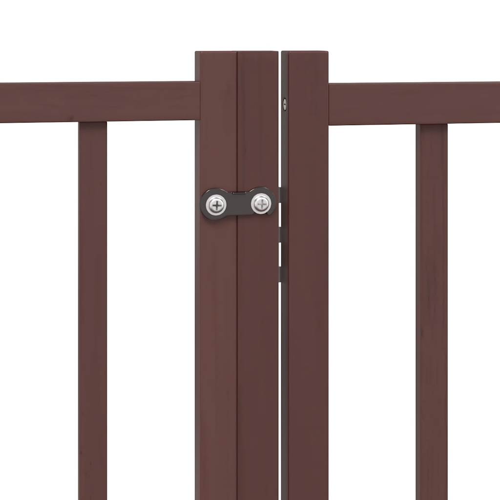 vidaXL Dog Gate with Door Foldable 10 Panels Brown 800 cm Poplar Wood