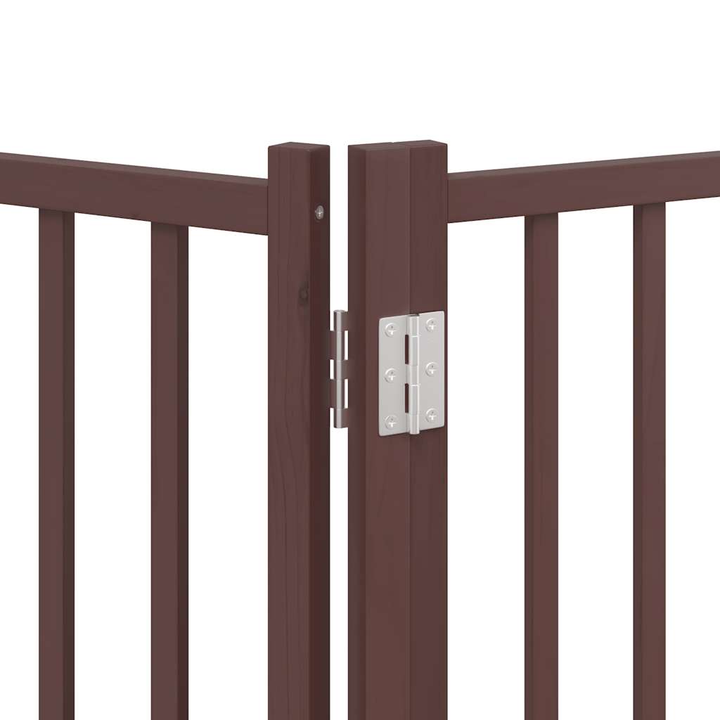 vidaXL Dog Gate with Door Foldable 10 Panels Brown 800 cm Poplar Wood