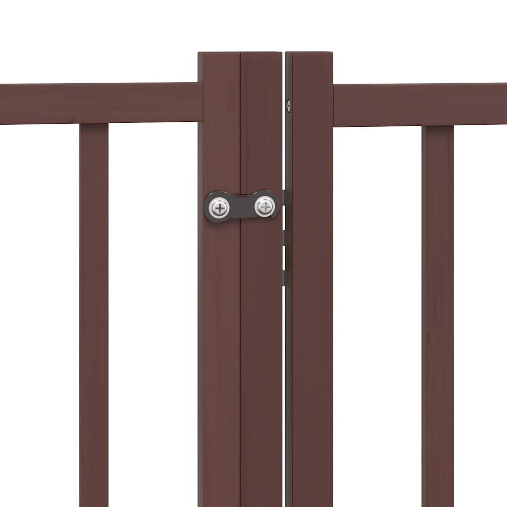 vidaXL Dog Gate with Door Foldable 12 Panels Brown 960 cm Poplar Wood