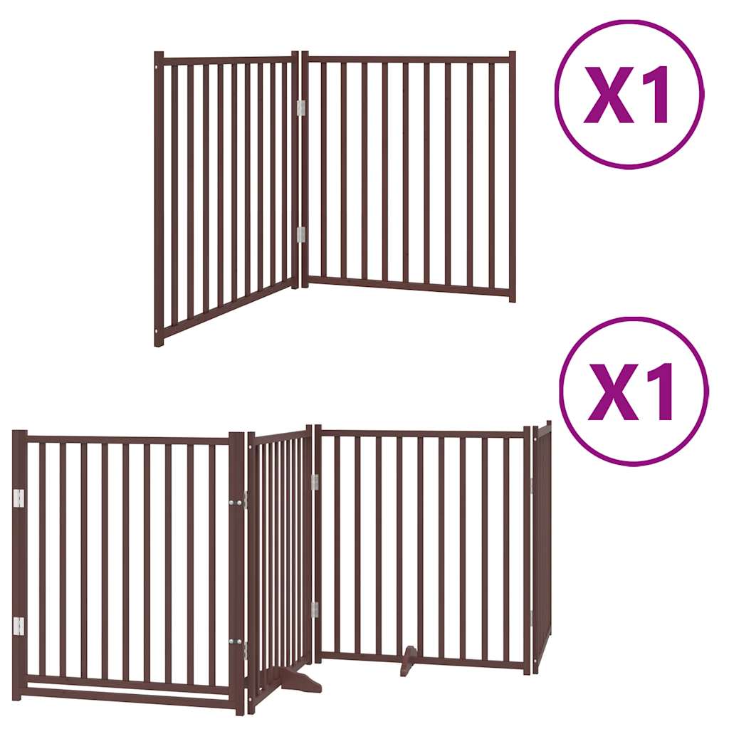 vidaXL Dog Gate with Door Foldable 6 Panels Brown 480 cm Poplar Wood